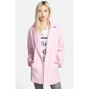 Single Button Car Coat in Light Pink